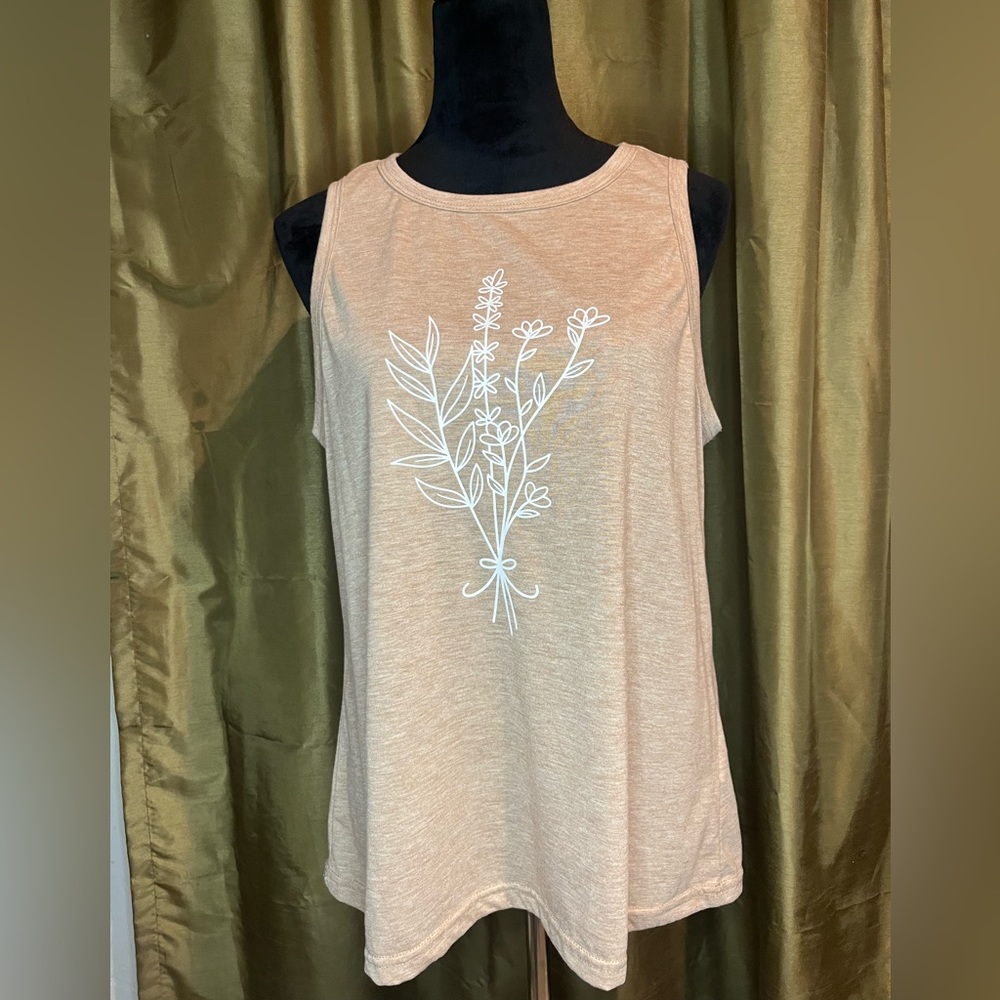 Emery Rose Floral print beige tank top size XL